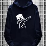 Men Printed Hooded Neck Cotton Blend Dark Blue T-Shirt