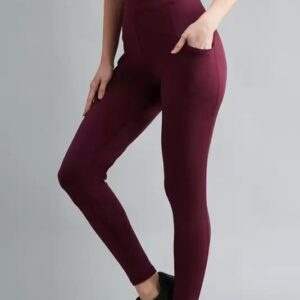 Solid Women Maroon Tights