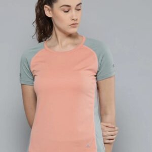 Roshan Colorblock Women Round Neck Pink T-Shirt